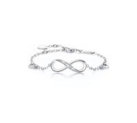 KONFEN Pulsera Mujer Infinito Corazón Plateado Or Blanc, Acero inoxidable Pulseras Ajustable Corazón y Infinity Circonitas, Hipoalergénica Pulsera Diaria Elegante Bracelet Joyería Romántico, Plata