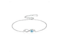 KONFEN Pulsera Mujer Infinito Corazón Plateado Plata 925, Acero inoxidable Pulseras Ajustable Azul Brillante Corazón y Infinity con Circonitas, Bracelet Joyería Romántico Diaria Elegante, Plata