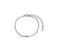 KONFEN Pulsera Mujer Nudo de Amor Cadena de Serpiente, Titanio Chapado en Oro 18K, Pulseras Ajustable Doble Capa Apilables Elegante Bracelet Joyería Romántico Joyas Parejas Amor Amistad, Plata