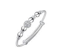KONFEN Pulsera Plata Mujer, Pulsera Perlas Ajustable, Ansiedad Pulseras Perla Fina Amistad Plata, Brazalete Bolas Plateado Jóias Regalo para Chica Amiga Mama Novia