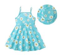 KONFEN Vestido de Bebé Niña - Margarita Conjunto de Vestido de Sin Mangas + Sombrero, Flor Vestido Conjunto de 2 Piezas para Bebe Niña 9-12 Meses para Primavera Verano (Verde)