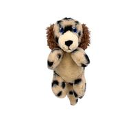 KONG Comfort Pups - Pelaje de felpa de bajo relleno y ruido arrugado con chirriador (mediano, manchado)
