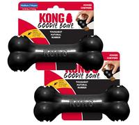 KONG Extreme Goodie Bone - Paquete de 2 unidades, juguete de goma ultraduradero para masticadores poderosos, juguete masticable resistente para perros medianos, color negro