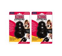 KONG Extreme Talla L - Pack de 2 Juguetes de Ultra Resistente para Perros Grandes (13-30kg), Juguete Rellenable para Mordedores Potentes, Color Negro