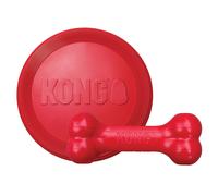 KONG - Goodie Bone and Flyer - Hueso masticable de goma resistente y disco volador - para perros grandes