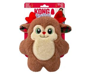 KONG Holiday Snuzzles - Juguete de peluche para perro, personajes de temporada de felpa, chirriador de cuerpo completo, juguete suave para jugar en interiores (reno, mediano)