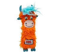 KONG Kickeroo Highland - Juguete de gato de vaca de peluche con sonido arrugado y cola esponjosa, hierba gatera, colores surtidos, 1 paquete