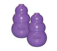 KONG Kitty Classic Cat Toys - Paquete de 2 - Juguete dispensador de golosinas rellenable para gatos - Rebota y rueda para juego interactivo - Fom