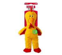 KONG Knots - Juguete de pollo para perro, cuerda anudada interna y chirriadores duales, felpa duradera con relleno mínimo, juguete para masticar y tirar para interiores y exteriores (perros medianos y