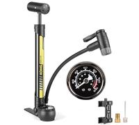 KONG MING CAR Bomba de Bicicleta, 120 PSI, Todas Las válvulas compactas para válvulas Presta y Schrader y Dunlop, Mini Bomba de pie para Bicicleta de Carretera, Bicicleta de montaña