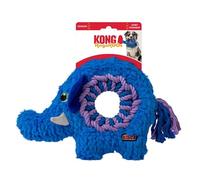 KONG Ringaroos - Juguete interactivo de cuerda para perros con chirriador de felpa, para buscar, tirar y abrazar, para perros de tamaño mediano (elefante azul)