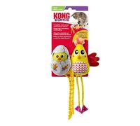 KONG Scrattles Chicken Duos - Pollo y huevo - Juguetes para gatos arrugados y traqueteadores con hierba gatera para jugar activamente