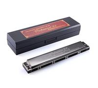 Kong Sheng KS-24P 24 agujeros acorde armónica jugada profesionalmente con buena estanqueidad ABS material de resina adecuado para principiantes, estudiantes y adultos en C harmonica (negro C)