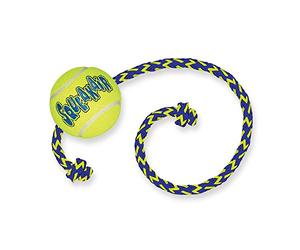 KONG - Squeakair Ball with Rope - Pelotas de Tenis sonoras Que respetan Sus Dientes - para Perros de Raza Mediana