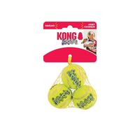 KONG Squeakair Balls - Juguete prémium para perros, pelotas de tenis chirriantes para perros pequeños, suaves con los dientes (paquete de 3 x 3, 9 pulgadas en total)