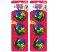 Kong Squeezz - Pelota de acción para Perros, Pelota Inflable Duradera con chirriador Integrado, Ideal para Buscar y Masticar, estimula el Juego y el Ejercicio (Azul, Mediano (Paquete de 6))