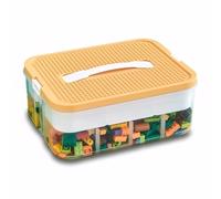 Kongming Caja de almacenamiento con tapa para Lego, caja clasificadora transparente, bloques de construcción, cajas apilables de plástico con compartimentos para almacenamiento de ladrillos Lego