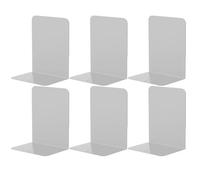 Kongming Sujeta Libros de Metal, 3 Pares Sujetalibros Soporte Libros con Fuelles Espuma Antideslizante para Estanteria Librerias, Escuela, Casa, Oficina (Gris)