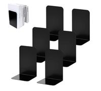 Kongming Sujeta Libros de Metal, 3 Pares Sujetalibros Soporte Libros con Fuelles Espuma Antideslizante para Estanteria Librerias, Escuela, Casa, Oficina