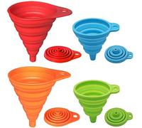 KongNai. Juego de 4 embudos plegables de silicona, pequeños y grandes, para botellas de agua, para verter líquidos, de uso en alimentación