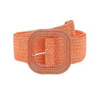 KONGNY Cinturón Ancho Elástico naranja Bohemio para Mujer, Cinturones Trenzados de Paja para Playa de Verano, Cinturón de Cintura para Camisa de Vestir para Mujer, Z22082304
