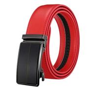 KONGNY Cinturón De Cuero De 3,5Cm Cinturones Con Hebilla Automática Para Hombres Cinturón De Piel De Vaca Para Hombres, Rojo