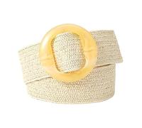 KONGNY Cinturón de paja Vintage para Mujer, Cinturón Elástico de paja de Pp, Cinturón Ancho de Decoración de Camisa de Vestir Bohemio de Verano, Beige