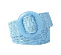 KONGNY Cinturón de paja Vintage para Mujer, Cinturón Elástico de paja de Pp, Cinturón Ancho de Decoración de Camisa de Vestir Bohemio de Verano, Azul