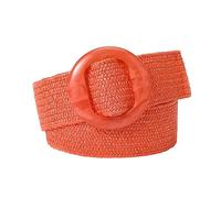 KONGNY Cinturón de paja Vintage para Mujer, Cinturón Elástico de paja de Pp, Cinturón Ancho de Decoración de Camisa de Vestir Bohemio de Verano, Naranja