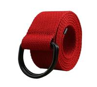 KONGNY Cinturón Táctico De Lona Para Hombre, Cinturón Con Hebilla De Doble Anillo, Cinturón Informal De Lona Para Mujer, Rojo, 110cm
