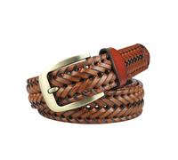 KONGNY Cinturón Trenzado Para Hombre Cinturones De Cuero Tejidos Para Hombres Y Mujeres Correa De Cintura Vintage Cinturón Casual Hebilla, Camello