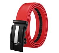 KONGNY Cinturones Con Hebilla Automática Para Hombre De 3,5Cm Cinturones De Cuero Genuino Hebilla De Aleación Para Hombre, Rojo