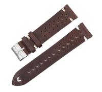 KONGNY Correa De Reloj De Cuero Correa De Reloj Porosa 18Mm 20Mm 22Mm 24Mm Reemplazo De Correa De Reloj Para Hombres, Línea de madera marrón oscura, 18mm