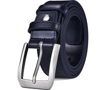 KONGNY Vestido de Cuero para Hombres Cinturón Clásico Diseño Cosido 38mm Tamaños Regulares Grandes y Altos, 0502SL-kou-blue, 95cm