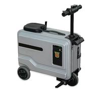 KONGQXIAA Equipaje eléctrico manejable de 20 Pulgadas, Maleta motorizada con Manos Libres con Luces LED, portavasos y batería Desmontable para Viajes en aeropuertos y Ciudades Silver