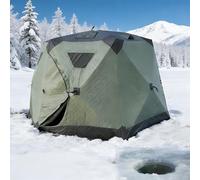 KONGQXIAA Refugio de Pesca en Hielo Hexagonal Aislante - Tienda Igloo Pop-up con Montaje Rápido, Diseño 6 Lados con Faldón Antiviento y Puerta con Cremallera para Uso Exterior Green