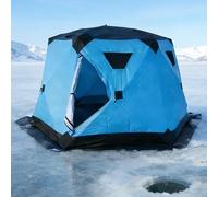 KONGQXIAA Refugio de Pesca en Hielo Hexagonal Aislante - Tienda Igloo Pop-up con Montaje Rápido, Diseño 6 Lados con Faldón Antiviento y Puerta con Cremallera para Uso Exterior Blue