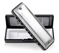 KONGSHENG Mars Harmonica, armónica de 10 agujeros Blues Arpa diatónica boca Oragn clave de G con peine de plástico gris para principiantes, adultos y profesionales