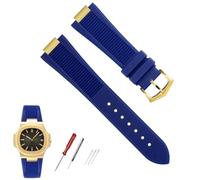 kongsou Correa de reloj de caucho flúor para Patek Philippe Nautilus Series 5711/5712/5980, pulsera resistente al agua(B Blue rose gold)