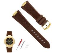 kongsou Correa de reloj de caucho flúor para Patek Philippe Nautilus Series 5711/5712/5980, pulsera resistente al agua(B Black rose gold)