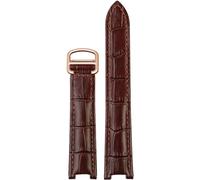 kongsou Correa de reloj de cuero genuino para Cartier PASHA W3108/HPI004, correa de reloj cóncava para hombres y mujeres con hebilla plegable(Brown rose gold,20.12mm)
