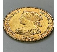 KONGZIZZW Isabel II de España 1868 Artesanía de Monedas Antiguas Doradas - Oro - 21.5mm