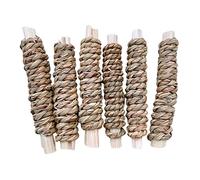 KONIEEJN 6 piezas de dientes de hierba acuática natural para conejos, aperitivos de bambú dulce, palitos molares para hámsteres, jerbos, mascotas pequeñas, 105 g, palitos de bambú dulce para conejos,