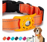 KONITY Collar reflectante AirTag para perro, compatible con Apple AirTag, collar de nailon para mascotas, gatos y cachorros con soporte de silicona para AirTag para perros pequeños, medianos, grandes