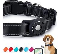 KONITY Collar reflectante AirTag para perro, compatible con Apple AirTag, collar de nailon para mascotas, gatos y cachorros con soporte de silicona para AirTag para perros pequeños, medianos, grandes