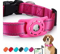KONITY Collar reflectante AirTag para perro, compatible con Apple AirTag, collar de nailon para mascotas, gatos y cachorros con soporte de silicona para AirTag para perros pequeños, medianos, grandes
