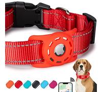 KONITY Collar reflectante AirTag para perro, compatible con Apple AirTag, collar de nailon para mascotas, gatos y cachorros con soporte de silicona para AirTag para perros pequeños, medianos, grandes