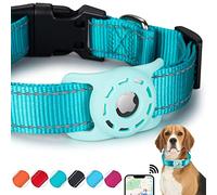 KONITY Collar reflectante AirTag para perro, compatible con Apple AirTag, collar de nailon para mascotas, gatos y cachorros con soporte de silicona para AirTag para perros pequeños, medianos, grandes