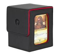Konix Caja de almacenamiento Window Deckbox para juegos de cartas coleccionables - Formato 63 x 88 mm - Compatible con Magic: The Gathering y Pokémon - Negro y rojo