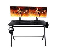 Konix Drakkar Escritorio Gaming Mani 121 x 69 x 76 cm en Forma de Y - Tablero de Mesa de Madera y Metal - Portavasos y Soporte para Auriculares incluidos - Negro